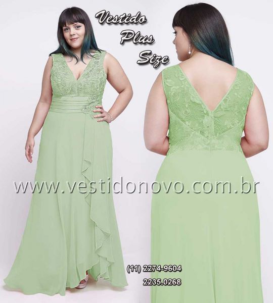 Vestido verde com renda, Plus Size