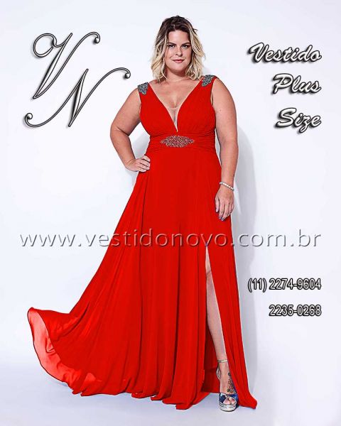 Vestido vermelho de formatura plus size da LOJA VESTIDO NOVO zona sul SP