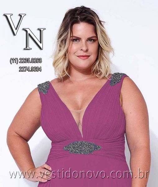 Vestido roxo plus size, tamanho grande da LOJA VESTIDO NOVO zona sul de SP