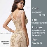 Vestido plus size, nude com dourado, mãe de noiva