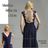 Vestido mãe de noiva azul marinho, transparência e renda da CASA DO VESTIDO NOVO, aclimação