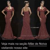 Vestido Mãe da Noiva, com manga, na cor marsala, zona sul de São Paulo